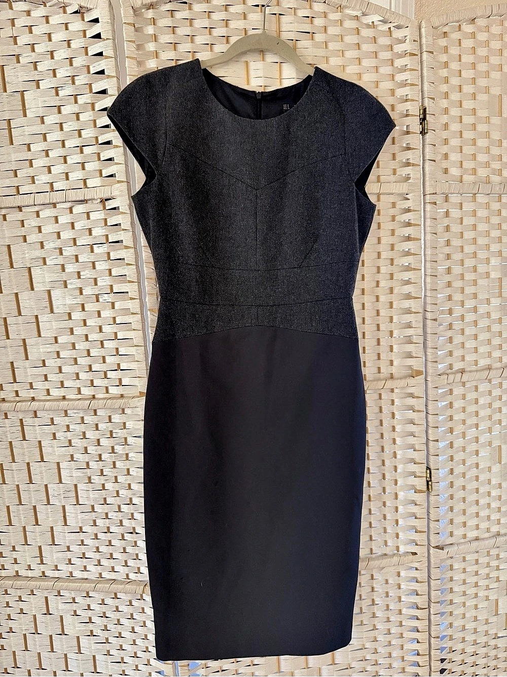 Zara Wool Blend Midi Dress in Black Size Small